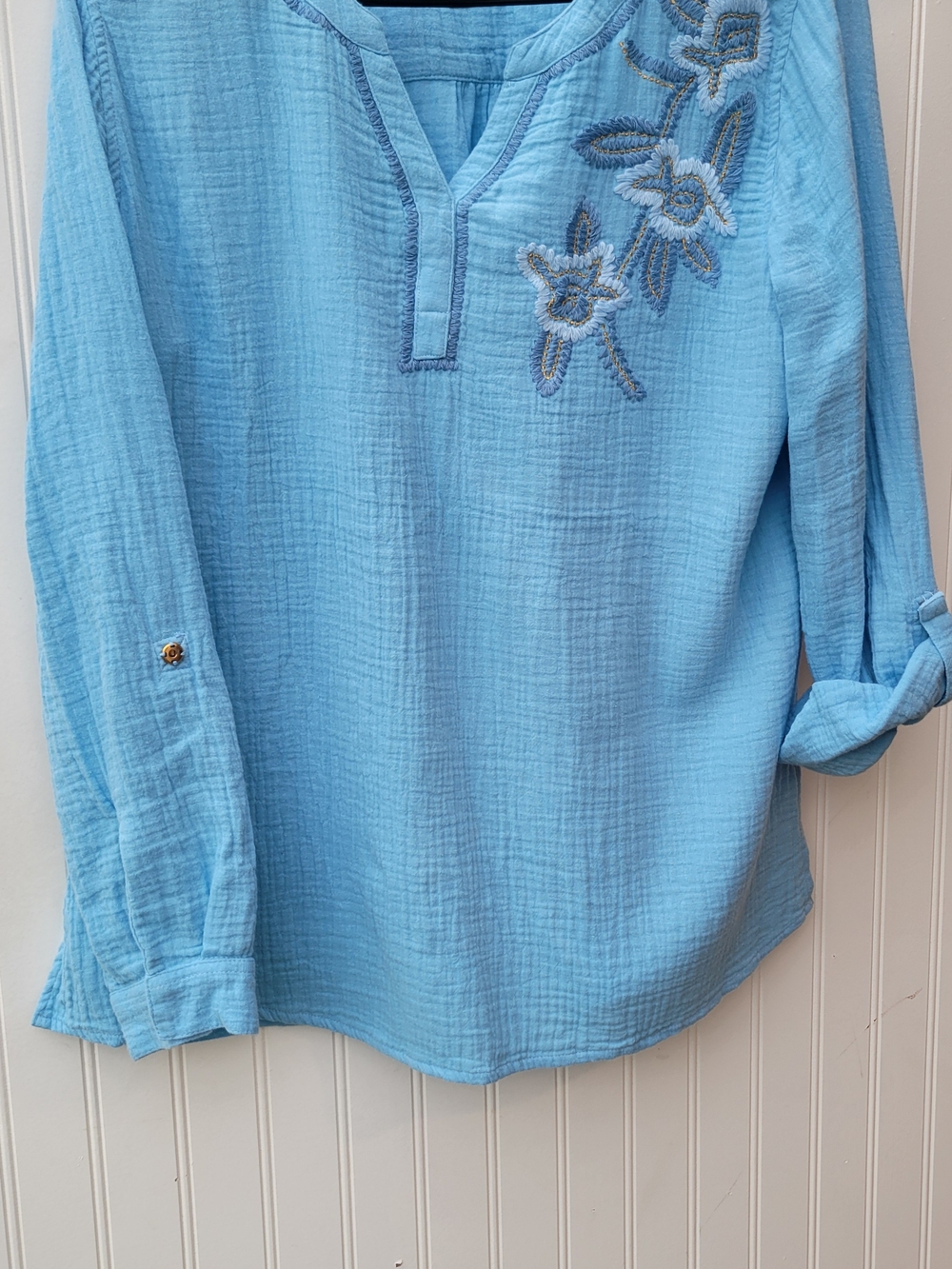 Susan Graver Pale Blue Gauze Tunic